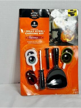 Hyde & Eek! Pumpkin Silly Eyes Carving Kit - Orange/Black/Green
